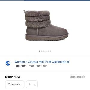 Mini fluff quilted boot charcoal